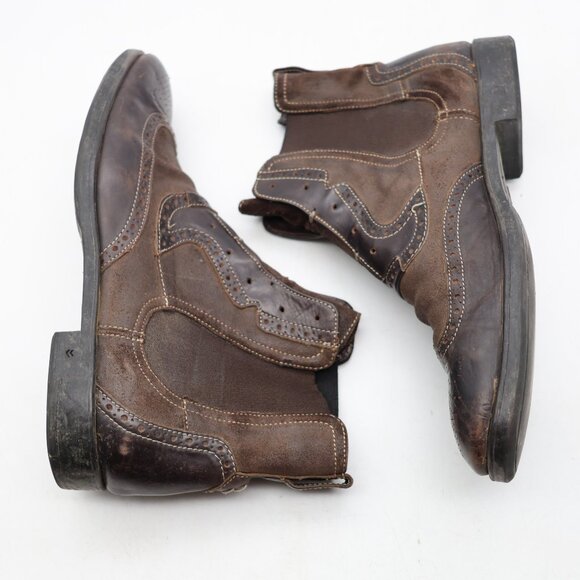 John Varvatos Chelsea Men’s 10 Waxed Suede Brown Leather Boots Handmade In ITALY - Picture 7 of 13